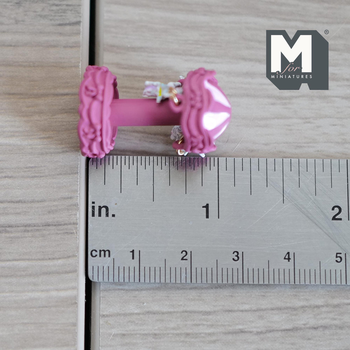 Miniature Carousel 1:12 Scale Dollhouse Decor Spinning Merry Go Round 1-1/8 inch tall (dark purple) (metal) - B051