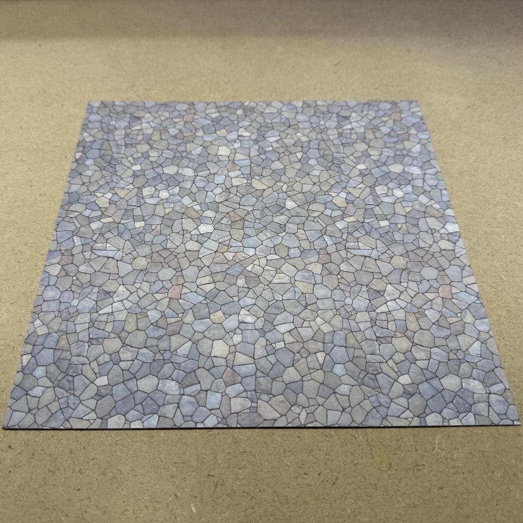 1:12 Scale Embossed Flagstone Paving Sheet, 8-1/4 inch square, DIY Dollhouse Supply (not self-adhesive) (gray)
