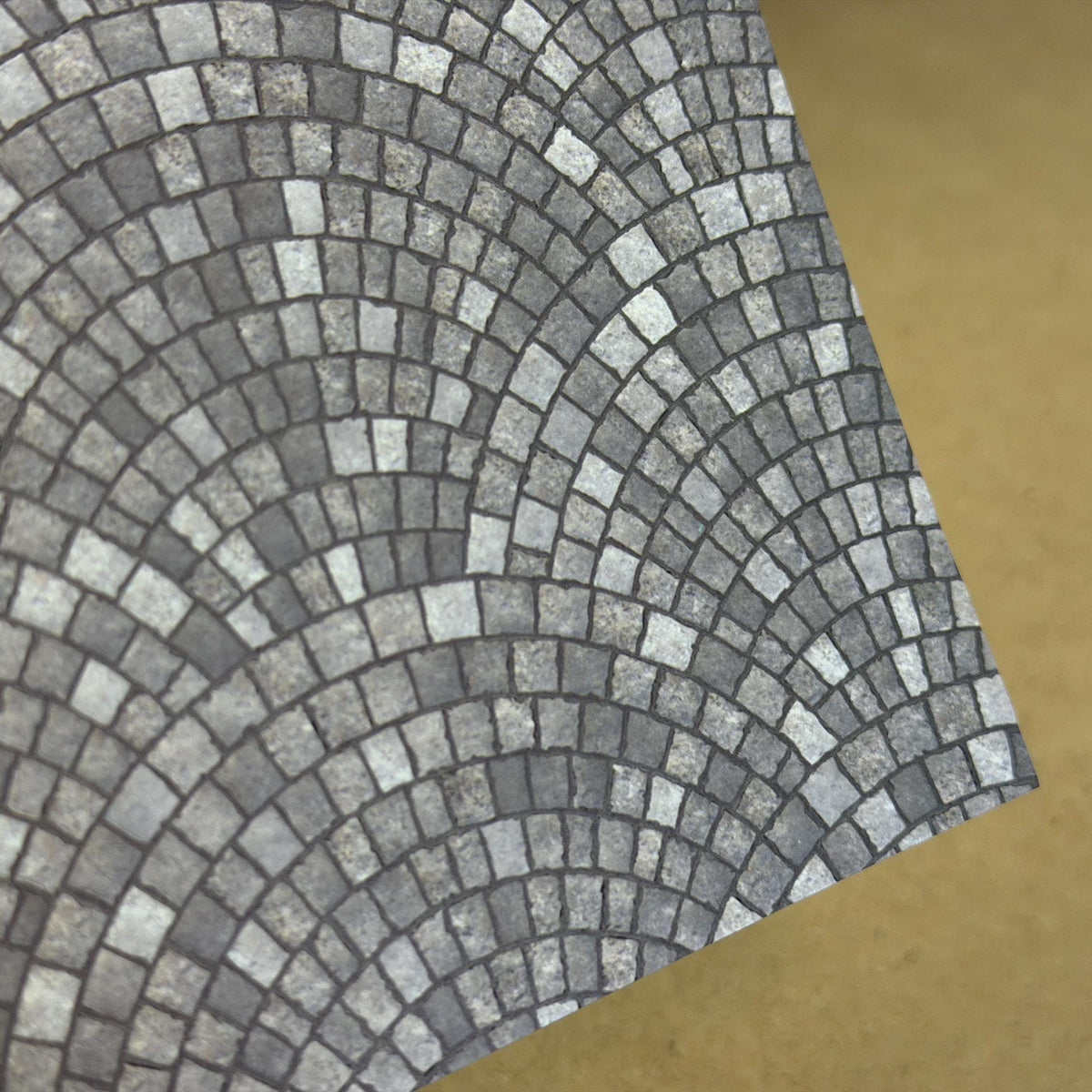 1:12 Scale Embossed Fan Pattern Cobblestone Paving Sheet, 8-1/4 inch square, DIY Dollhouse Supply (not self-adhesive) (gray)