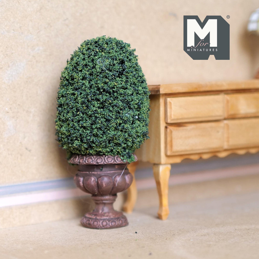 Miniature Oval Topiary with Round Base 1:12 Scale Fairy Garden 4 inch tall (resin) - I048