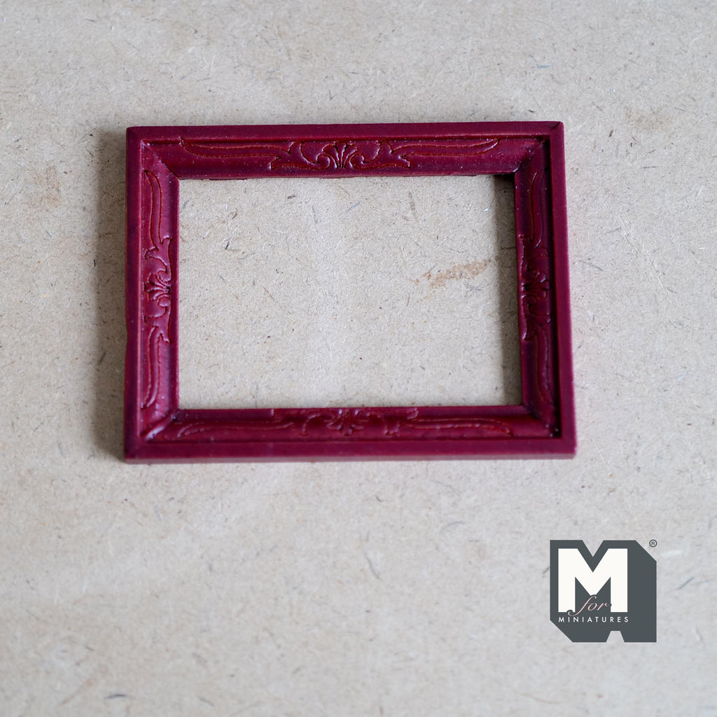 Miniature Picture Frame 1:12 Scale Dollhouse Decor Wood Frame 3-1/4 inch wide (red) - F053