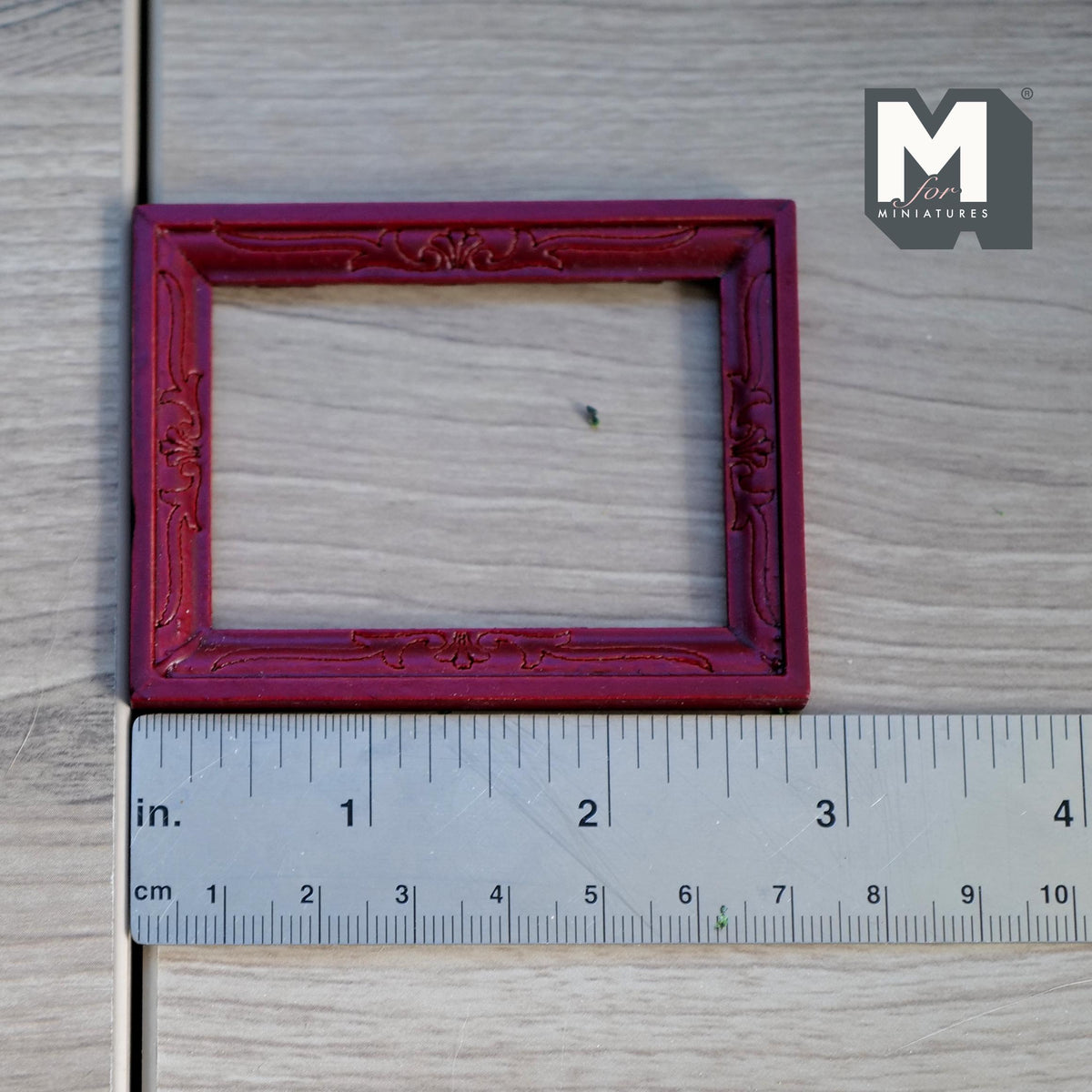 Miniature Picture Frame 1:12 Scale Dollhouse Decor Wood Frame 3-1/4 inch wide (red) - F053
