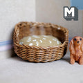 Miniature Wicker Pet Bed 1:12 Scale Dollhouse Basket Dog Bed Cat Bed 1-5/8 inch tall (brown) - B026