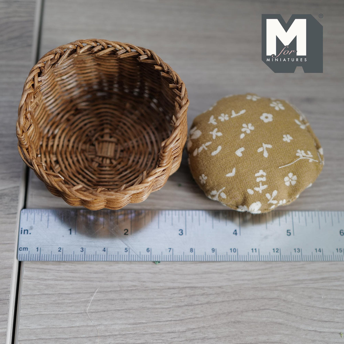 Miniature Wicker Pet Bed 1:12 Scale Dollhouse Basket Dog Bed Cat Bed 1-5/8 inch tall (brown) - B026