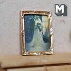 Miniature Bride and Groom Framed Picture 1:12 Scale Dollhouse Painting Decor 2-1/8 inch tall - F054