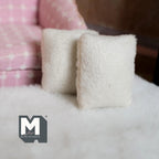 Miniature Cushion Set of 2 , 1:12 Scale Dollhouse Decor 1-9/6 inch wide (cream) - D011