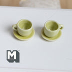 1:12 miniature ceramic coffee mug with handle tea cup 2 sets 4 pcs total (green)- A076