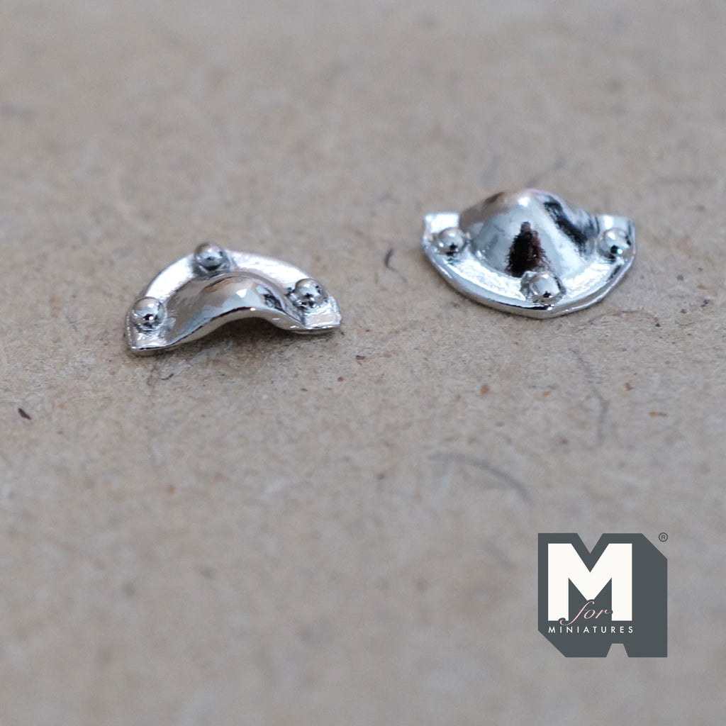 1:12 Scale Miniature Metal Half Round Pulls, Drawer and Cabinet Pulls, 2 Piece Pack, Requires Mounting, 9/16 inch long (silver)