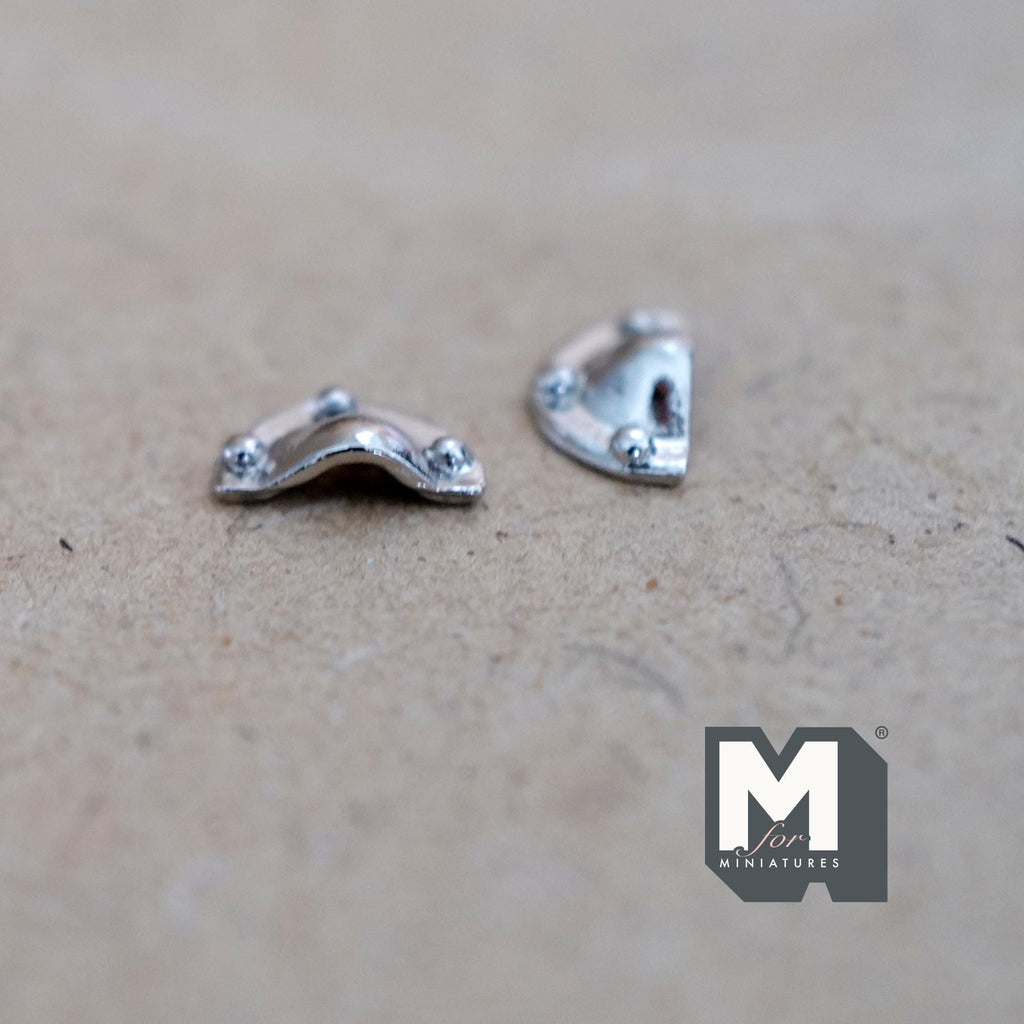 1:12 Scale Miniature Metal Half Round Pulls, Drawer and Cabinet Pulls, 2 Piece Pack, Requires Mounting, 9/16 inch long (silver)