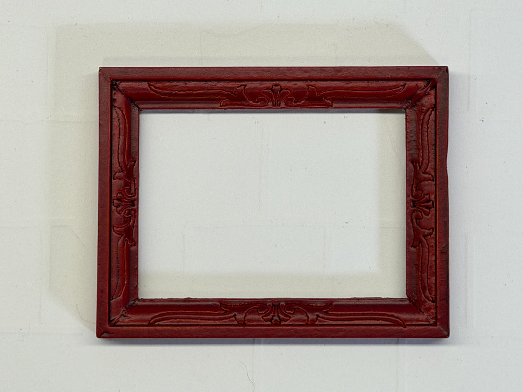 Miniature Picture Frame 1:12 Scale Dollhouse Decor Wood Frame 3-1/4 inch wide (red) - F053