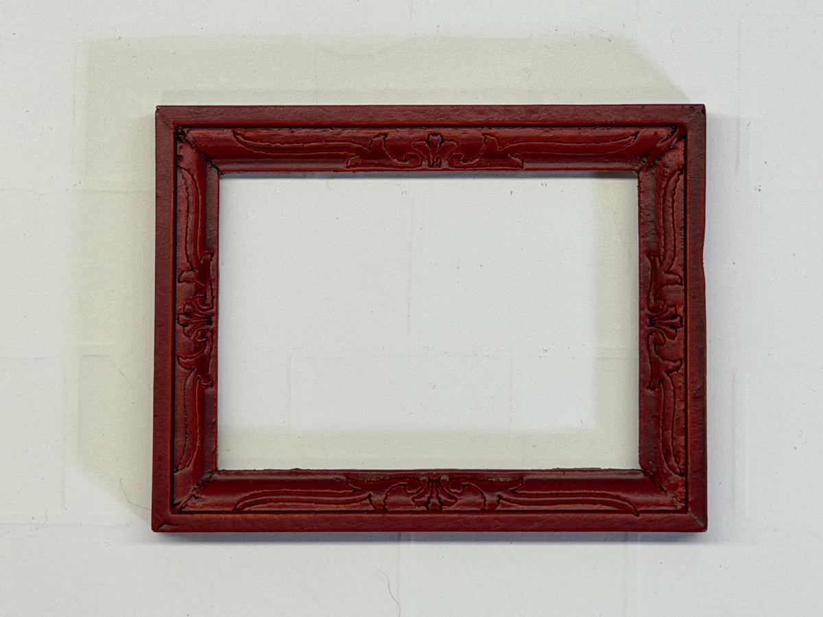 Miniature Picture Frame 1:12 Scale Dollhouse Decor Wood Frame 3-1/4 inch wide (red) - F053