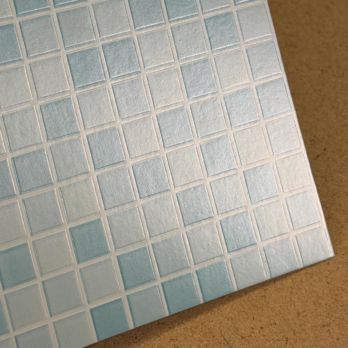 1:12 Scale Embossed Square Mosaic Tile Sheet, 8-1/4 inch square, DIY Dollhouse Supply (not self-adhesive) (blue)