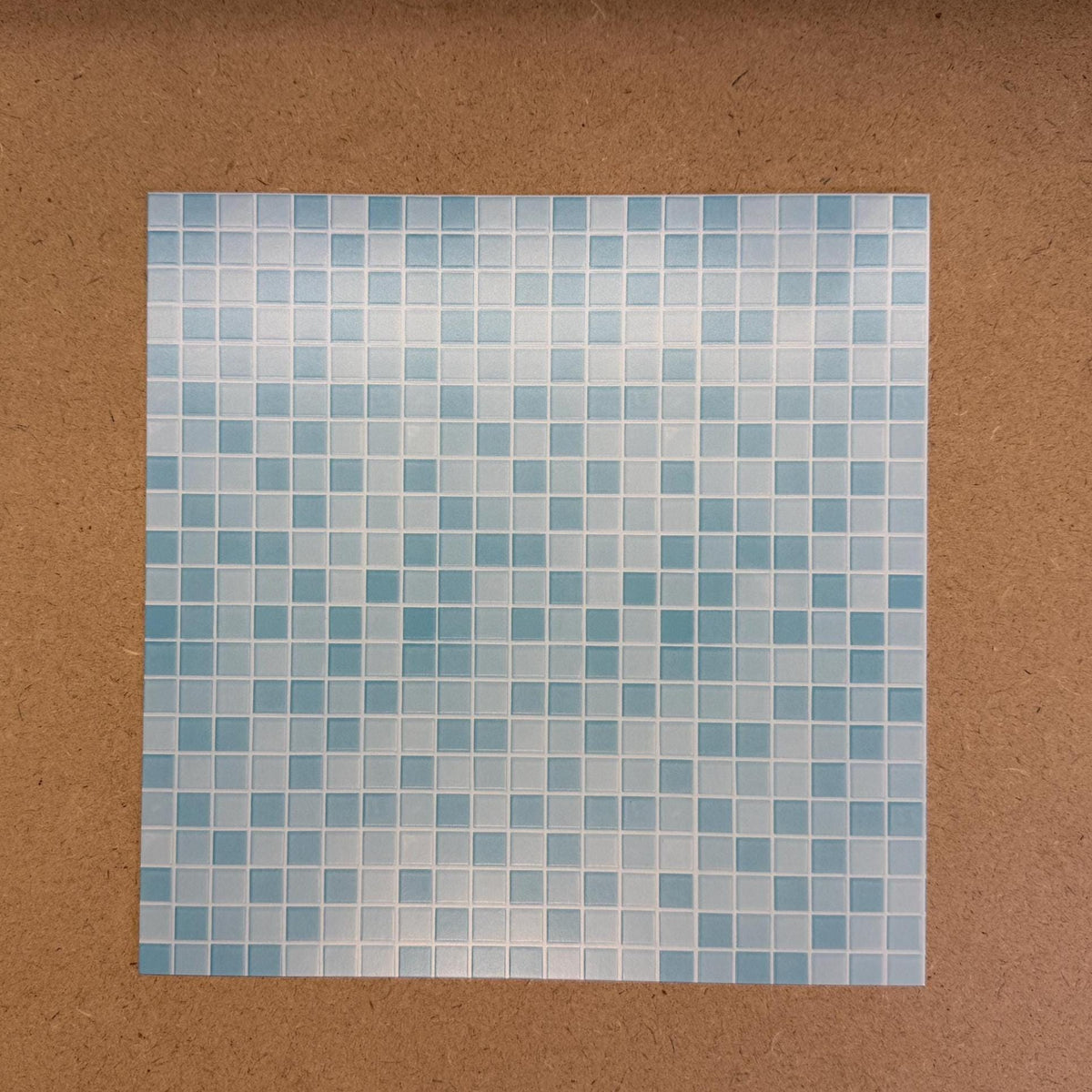 1:12 Scale Embossed Square Mosaic Tile Sheet, 8-1/4 inch square, DIY Dollhouse Supply (not self-adhesive) (blue)