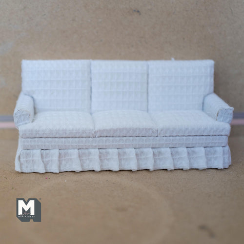 Miniature 3 Seater Couch 1:12 Scale Dollhouse Furniture Trip Cushion Sofa 6-11/16 inch long - K031