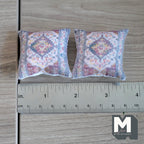 Miniature Cushion Set of 2 , 1:12 Scale Dollhouse Decor 1-9/6 inch wide (red) (style a) - K030