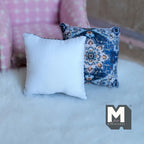 Miniature Cushion Set of 2 , 1:12 Scale Dollhouse Decor 1-9/6 inch wide (blue) (style g) - K030