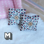 Miniature Flowers Themed Cushion Set of 2 , 1:12 Scale Dollhouse Decor 1-9/6 inch wide (style i) - K030