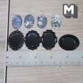 Miniature Oval Flower Paintings Set of 4 , 1:12 Scale Dollhouse Decor Black Picture Frames 1-7/16 inch tall - F042