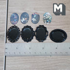 Miniature Oval Flower Paintings Set of 4 , 1:12 Scale Dollhouse Decor Black Picture Frames 1-7/16 inch tall - F042