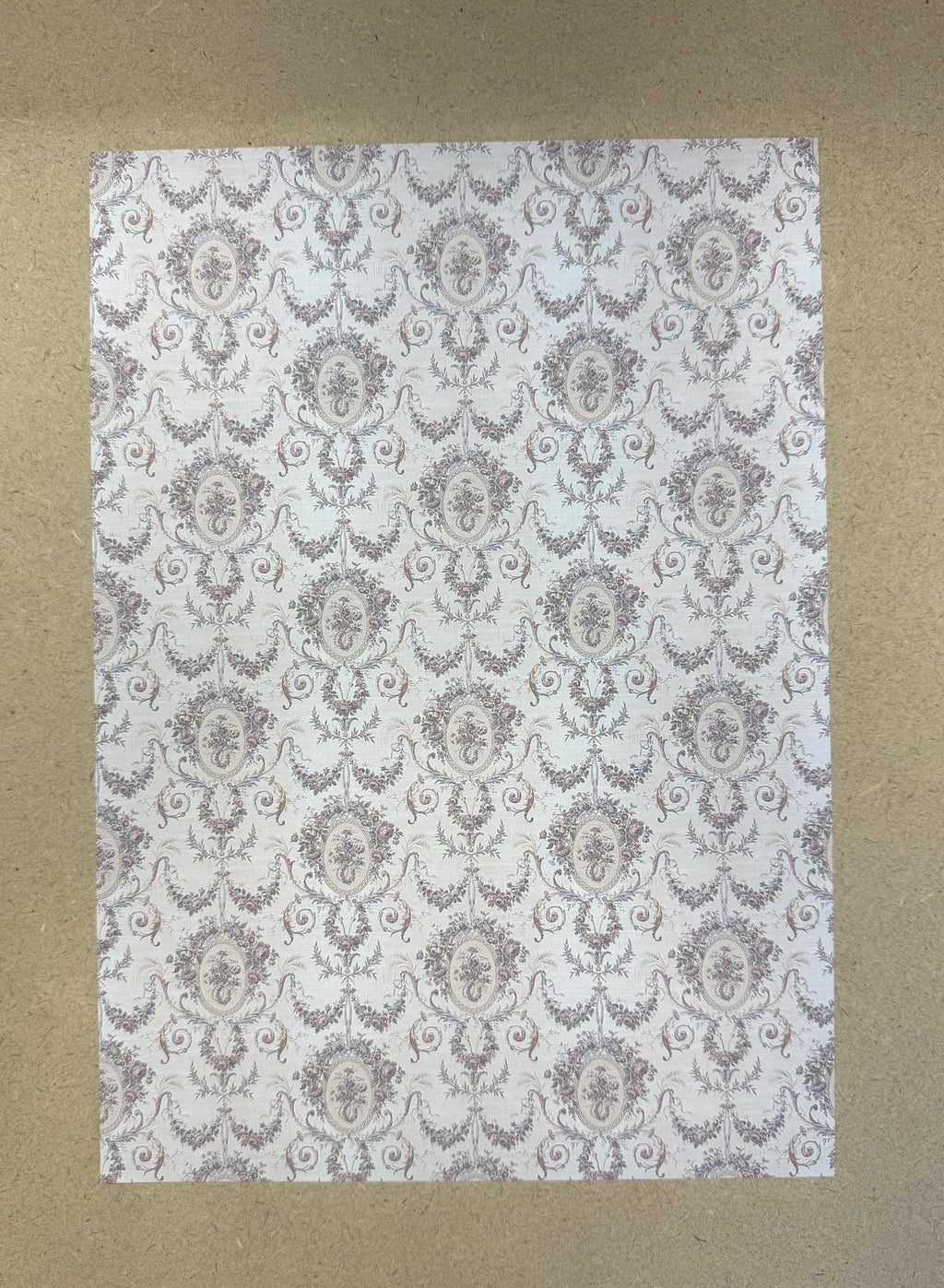 Dollhouse Floral Wallpaper 1:12 Scale Miniature Paper Sticker A4 Paper Size 8" x 11" (self adhesive) - Z3