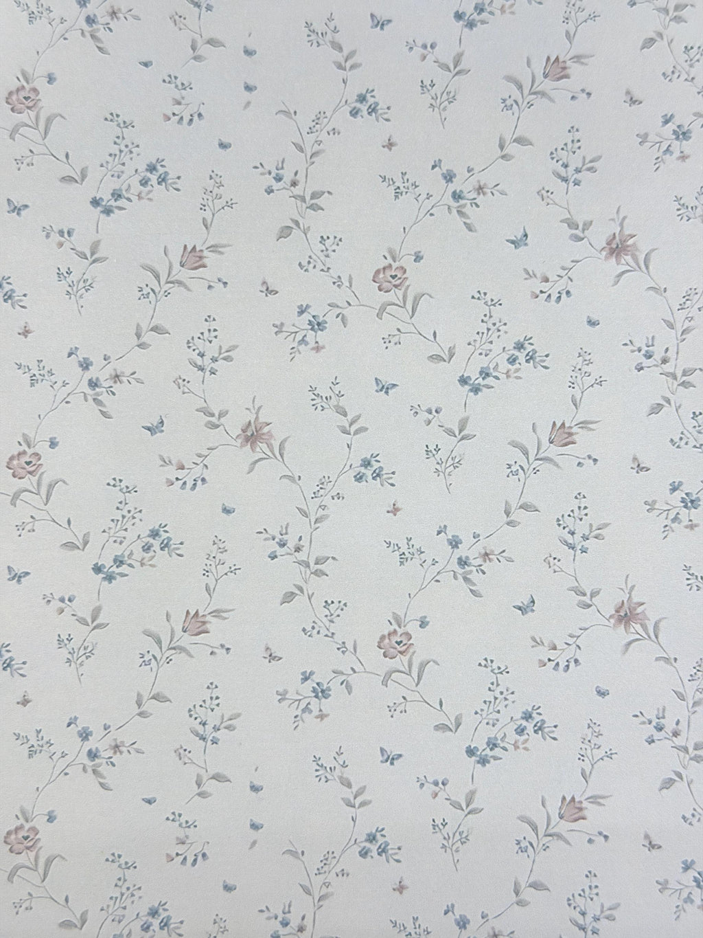 Dollhouse Floral Patterned Wallpaper 1:12 Scale Miniature Paper Sticker A4 Paper Size 8" x 11" (self adhesive) (blue) - Z3