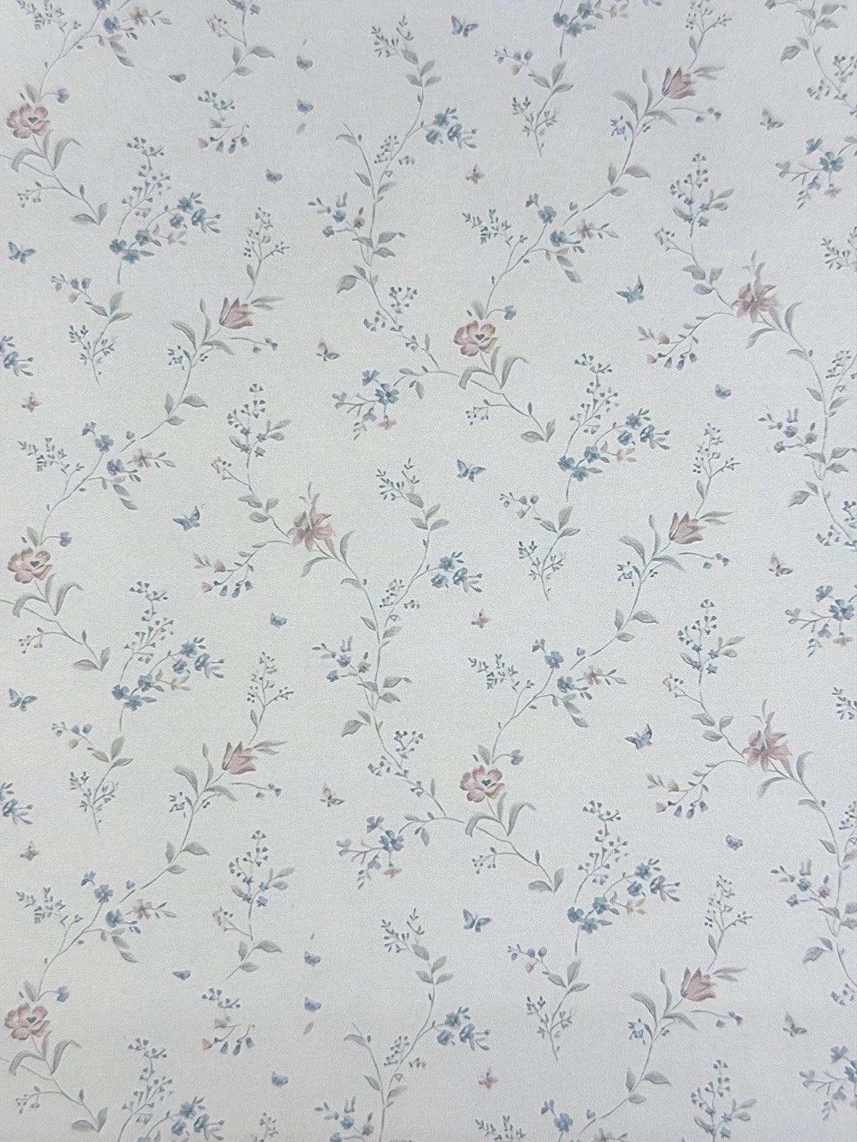 Dollhouse Floral Patterned Wallpaper 1:12 Scale Miniature Paper Sticker A4 Paper Size 8" x 11" (self adhesive) (blue) - Z3