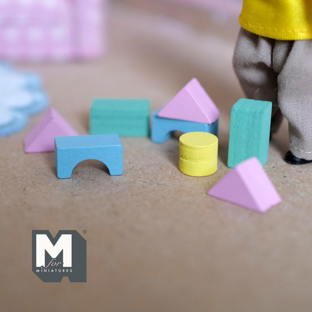 Miniature Building Blocks 1:12 Scale Dollhouse Nursery Room Geometric Blocks Decor Set of 8 (wood) - G038