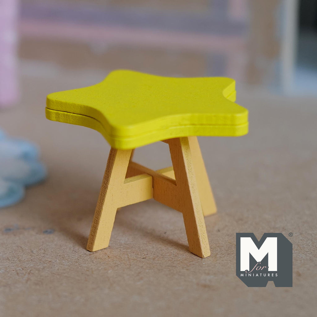 1:12 Scale Miniature Star Table Kit for Nursery or Playroom, 1-5/16 inch tall, Self-assemble DIY Dollhouse Supply (yellow and orange)
