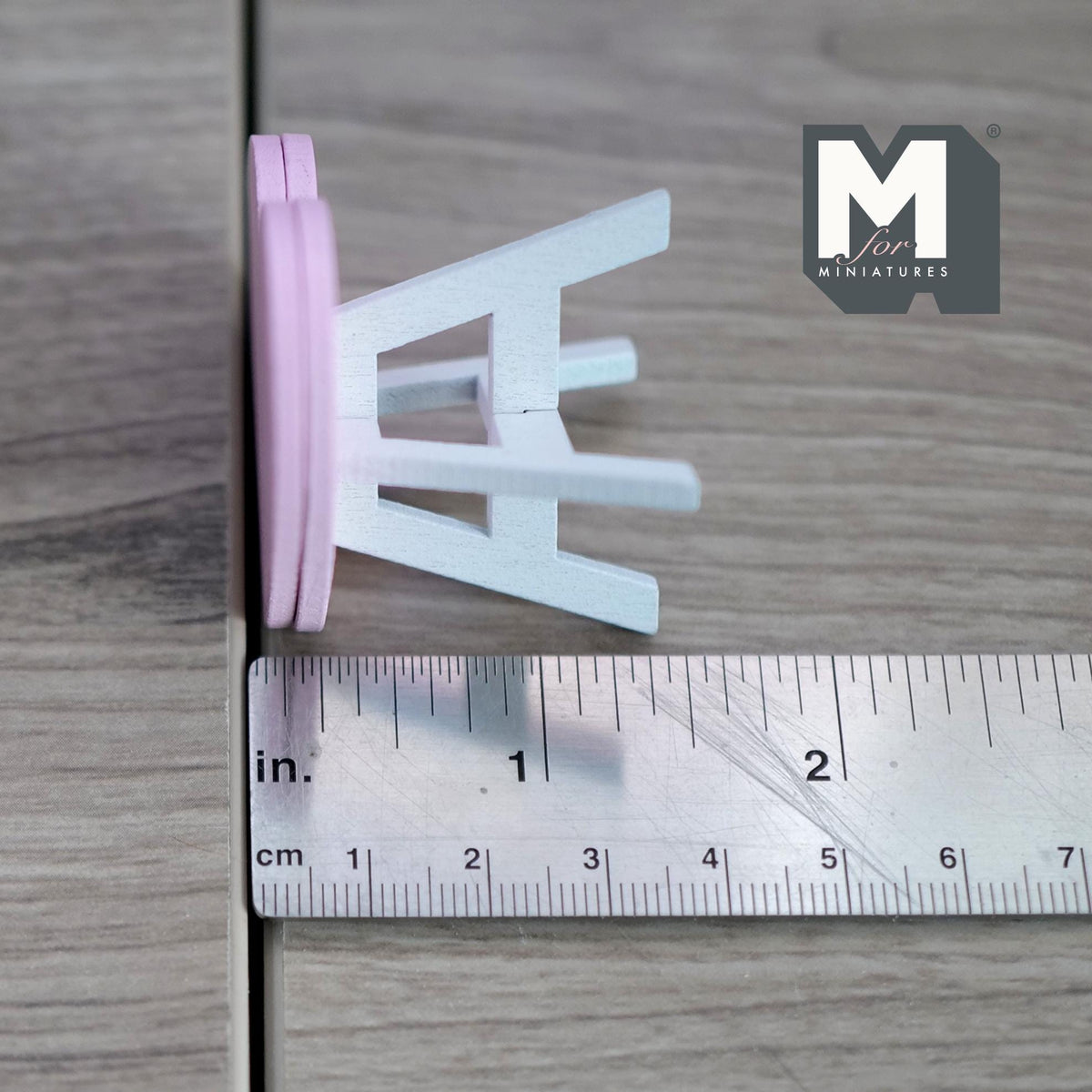 1:12 Scale Miniature Heart Table Kit for Nursery or Playroom, 1-5/16 inch tall, Self-assemble DIY Dollhouse Supply (pink and white)