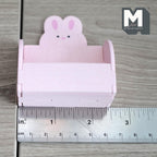 1:12 Scale Miniature Wood Bunny 2 Tier Bookshelf Kit, Unassembled, 2-7/16 inch wide, DIY Dollhouse Supply (pink)
