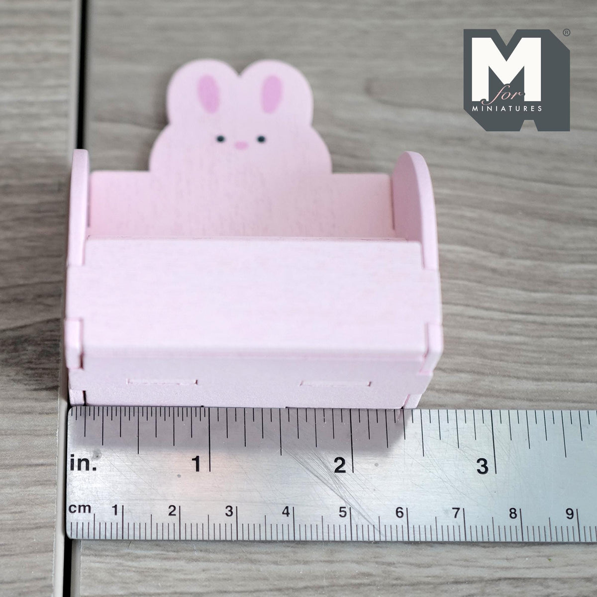 1:12 Scale Miniature Wood Bunny 2 Tier Bookshelf Kit, Unassembled, 2-7/16 inch wide, DIY Dollhouse Supply (pink)