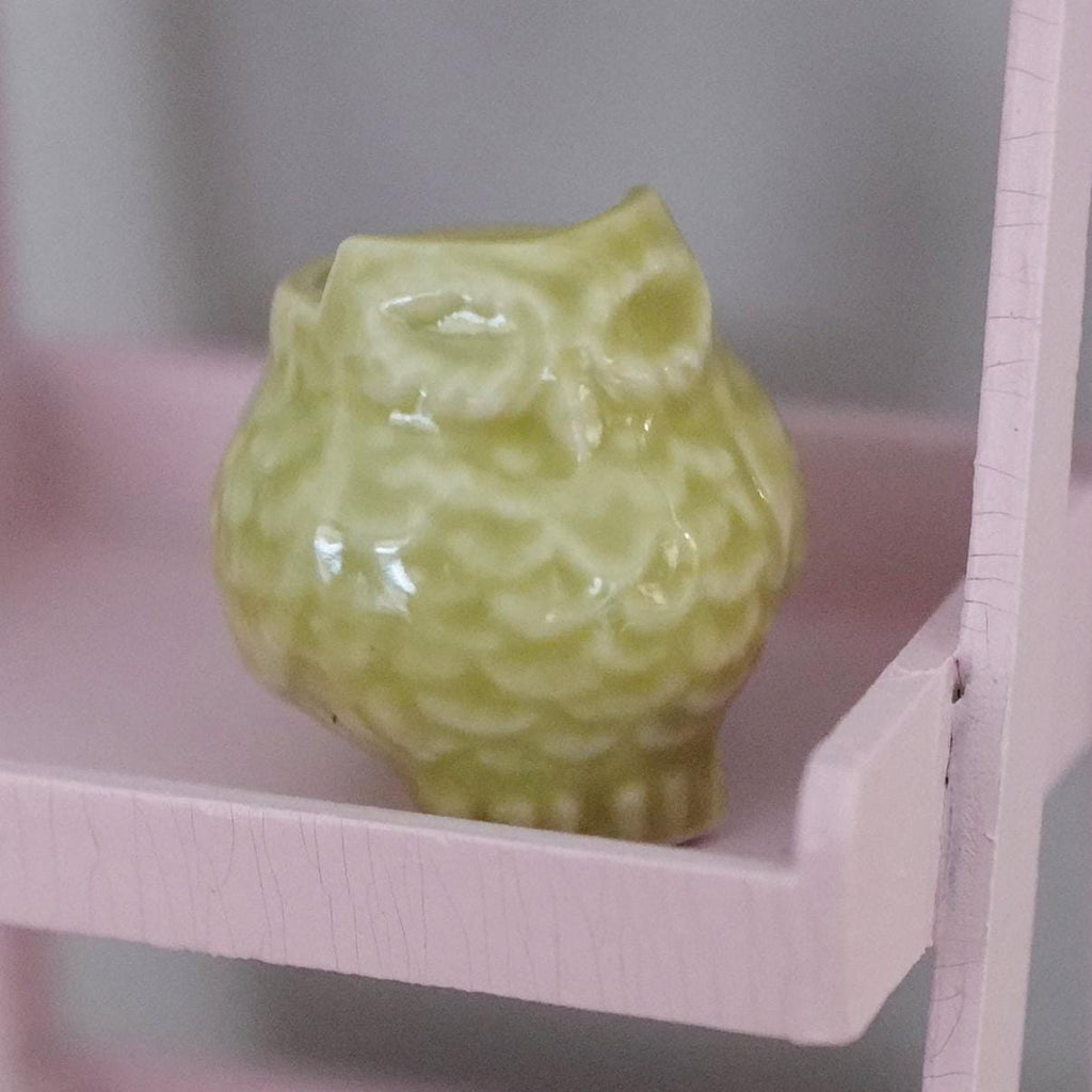 1:12 Dollhouse Miniature Clay Owl Planter 1 Inch Scale Miniature Clay Flower Pot Vase 1 inch tall - B080