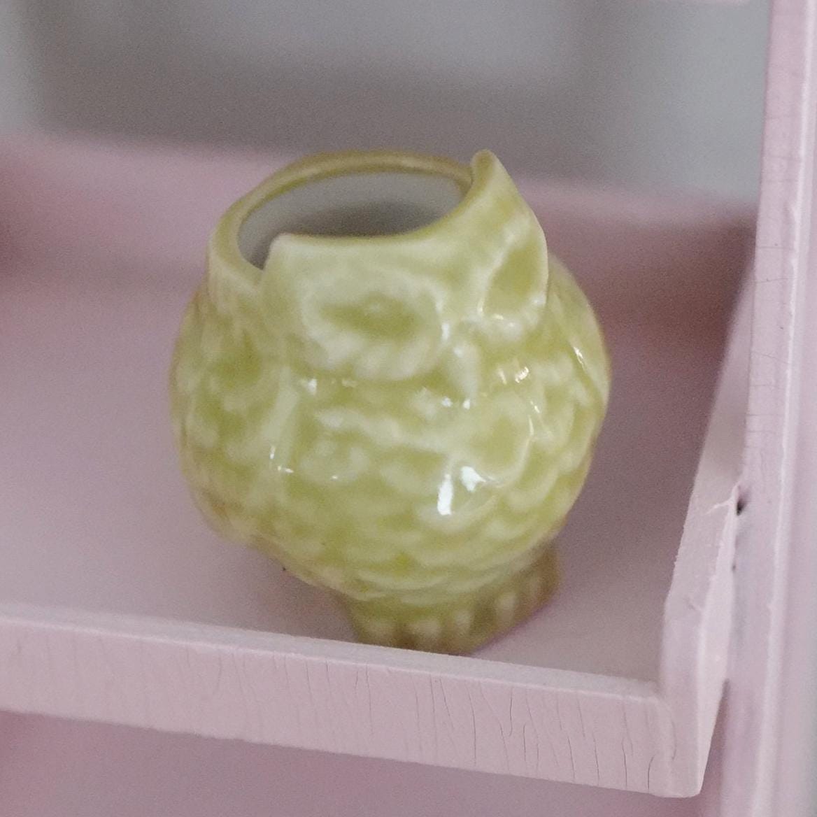 1:12 Dollhouse Miniature Clay Owl Planter 1 Inch Scale Miniature Clay Flower Pot Vase 1 inch tall - B080