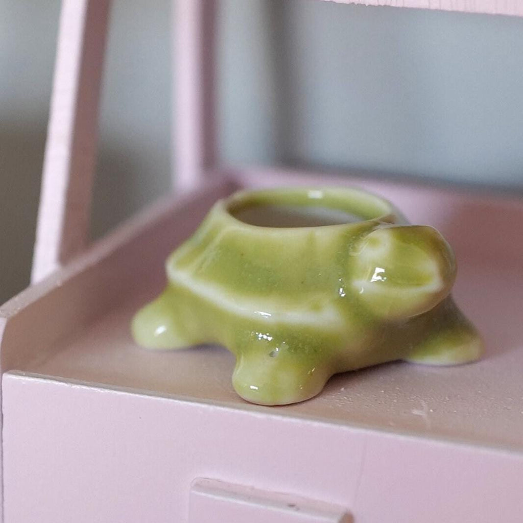 1:12 Miniature Ceramic Turtle Planter Flower Pot 1 Inch Scale Dollhouse Supplies Turtle Pot - B079