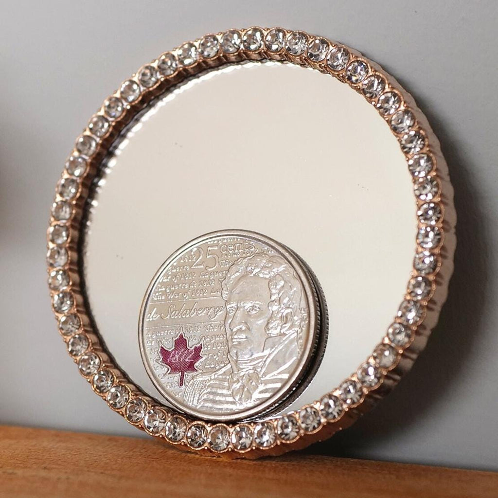 1:12 Dollhouse decoration accessories miniature round mirrors with small mirror stones on the side - F040