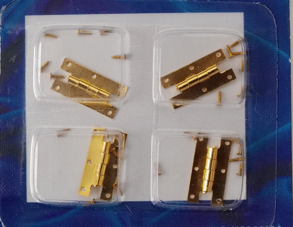 1:12 Scale Miniature Brass Hinge with Nails 4 Knuckles 4 pack Door hinges Window hinges Dollhouse Supply