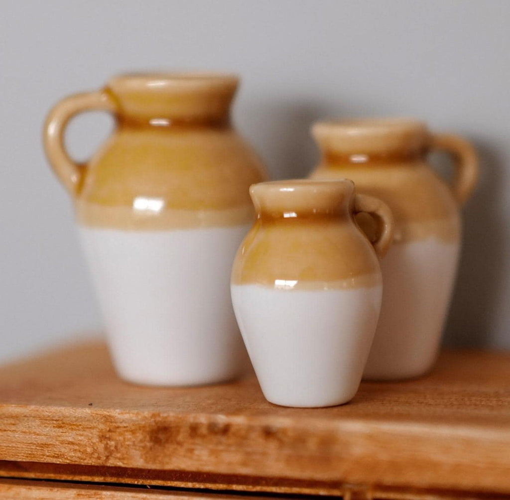 1:12 Dollhouse Stoneware Jugs Crocks Set of 3 1 Inch Scale Miniature Jugs - B104