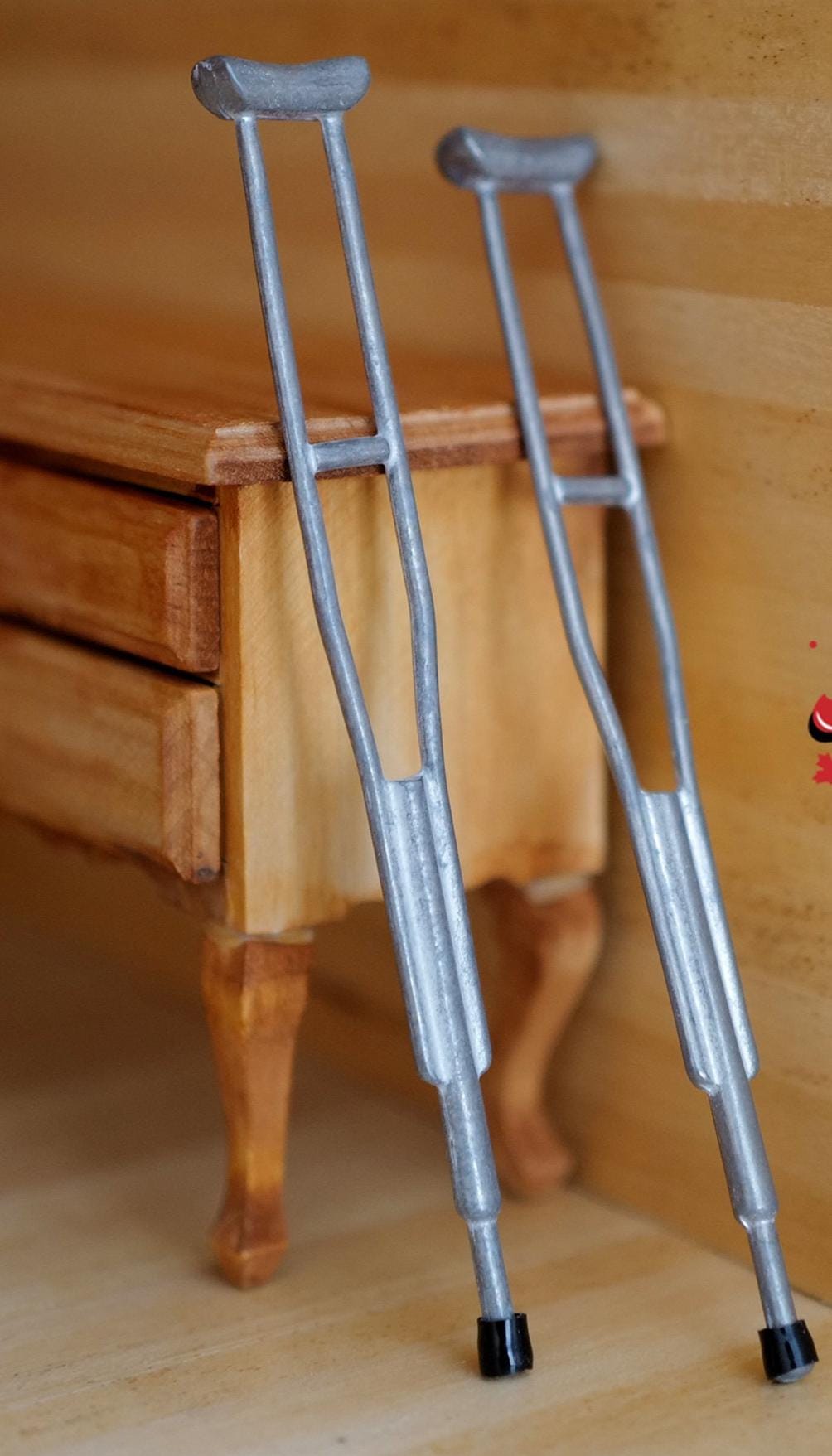 Dollhouse Miniature Crutches 1/12 Scale Walking Stick mini crutches 4-3/16 inch long - F067
