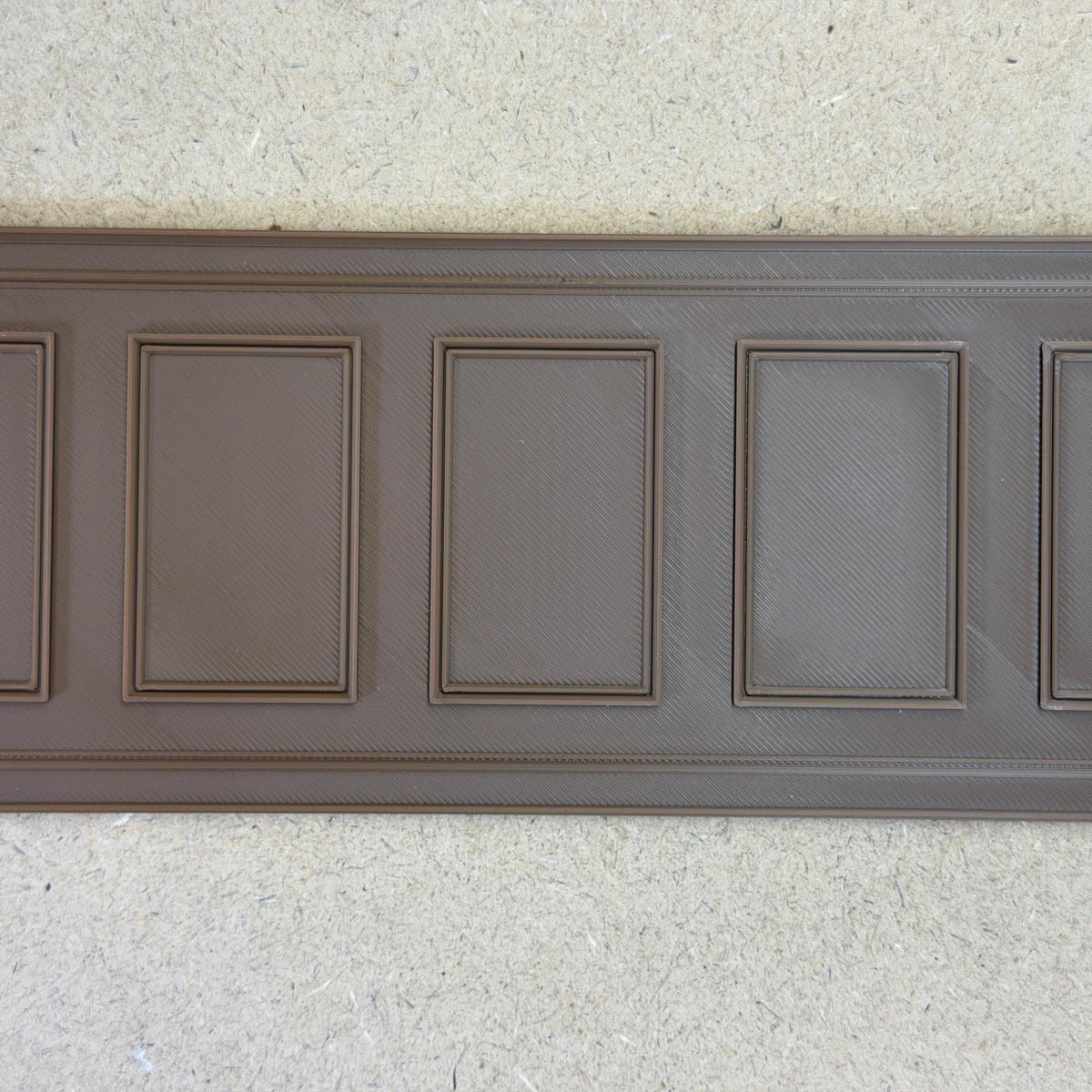 Dollhouse Embossed Wainscot Panel 1:12 Scale Classic Raised Rectangle Wall Molding 9-13/16 inch long (3D printed) (light brown) - J012