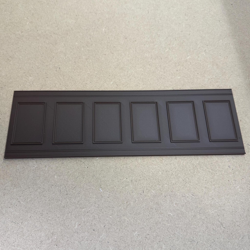 1:12 Scale Miniature Dollhouse Raised Rectangle Wainscot Panel, 9-13/16 inch long (dark brown)