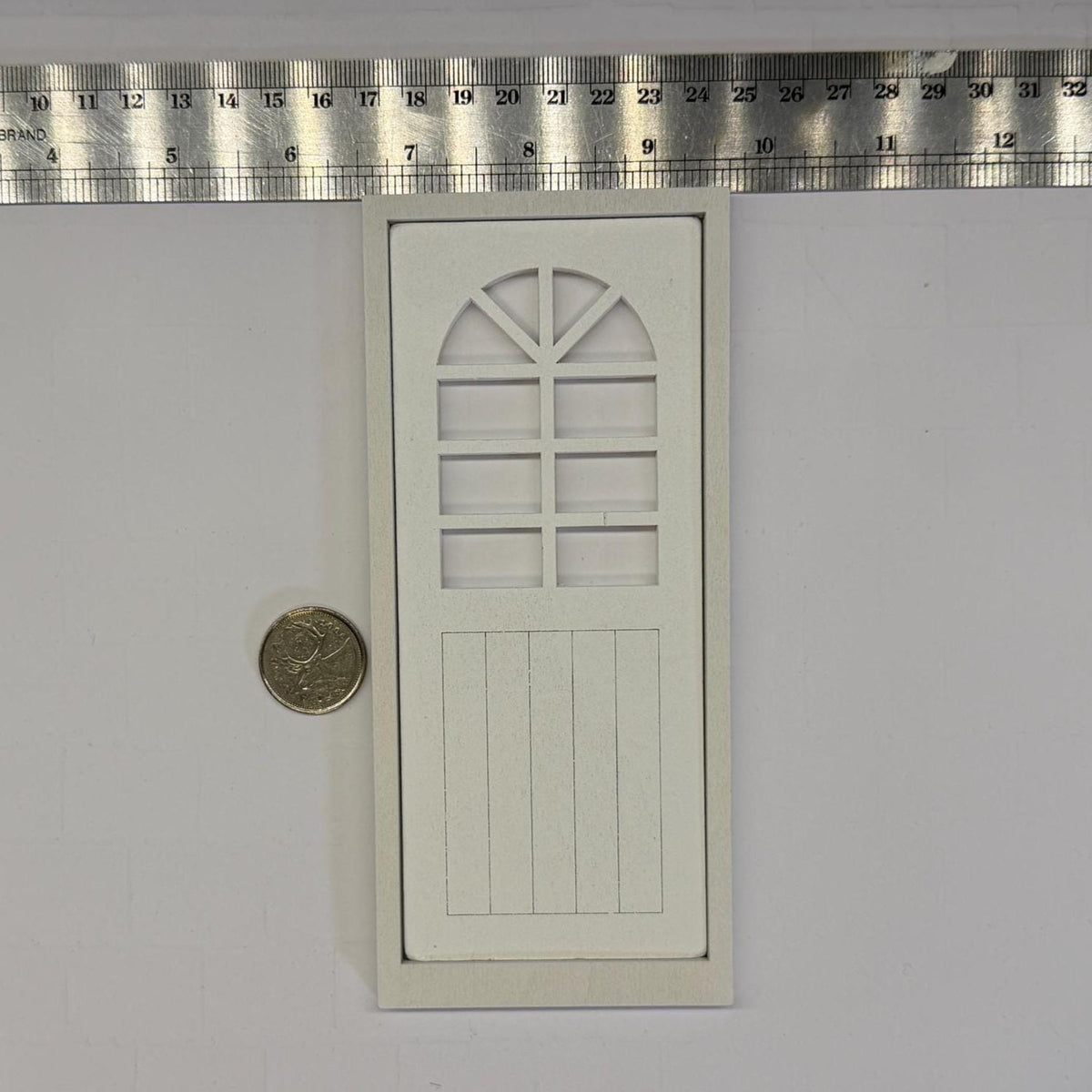 1:12 Scale Miniature Dollhouse Door with Arched Window and 2 Flat Frames, 6-7/8 inch high Dollhouse Supply (white)