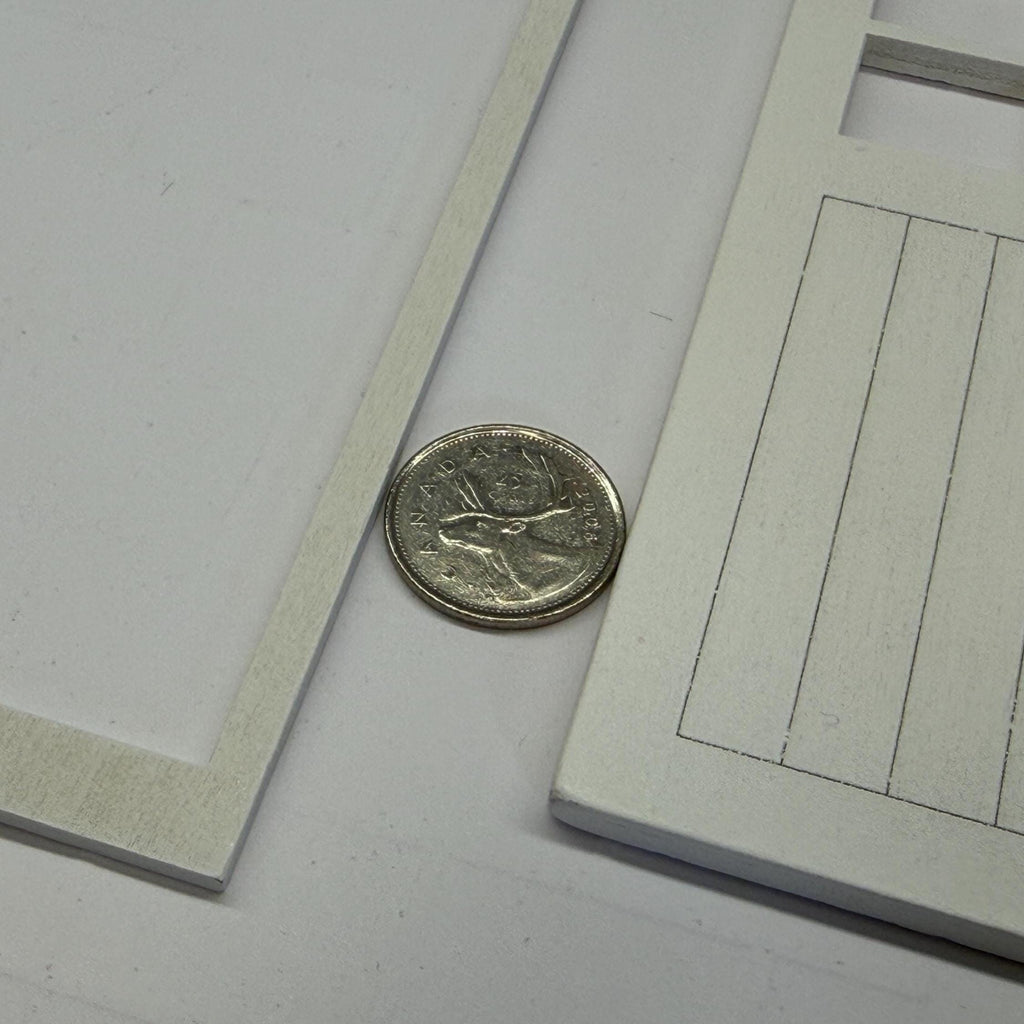1:12 Scale Miniature Dollhouse 6 Pane Door with 2 Flat Frames, 6-7/8 inch high (white)
