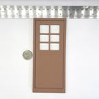 1:12 Scale Miniature Dollhouse 6 Pane Door with 2 Flat Frames, 6-7/8 inch high (brown)