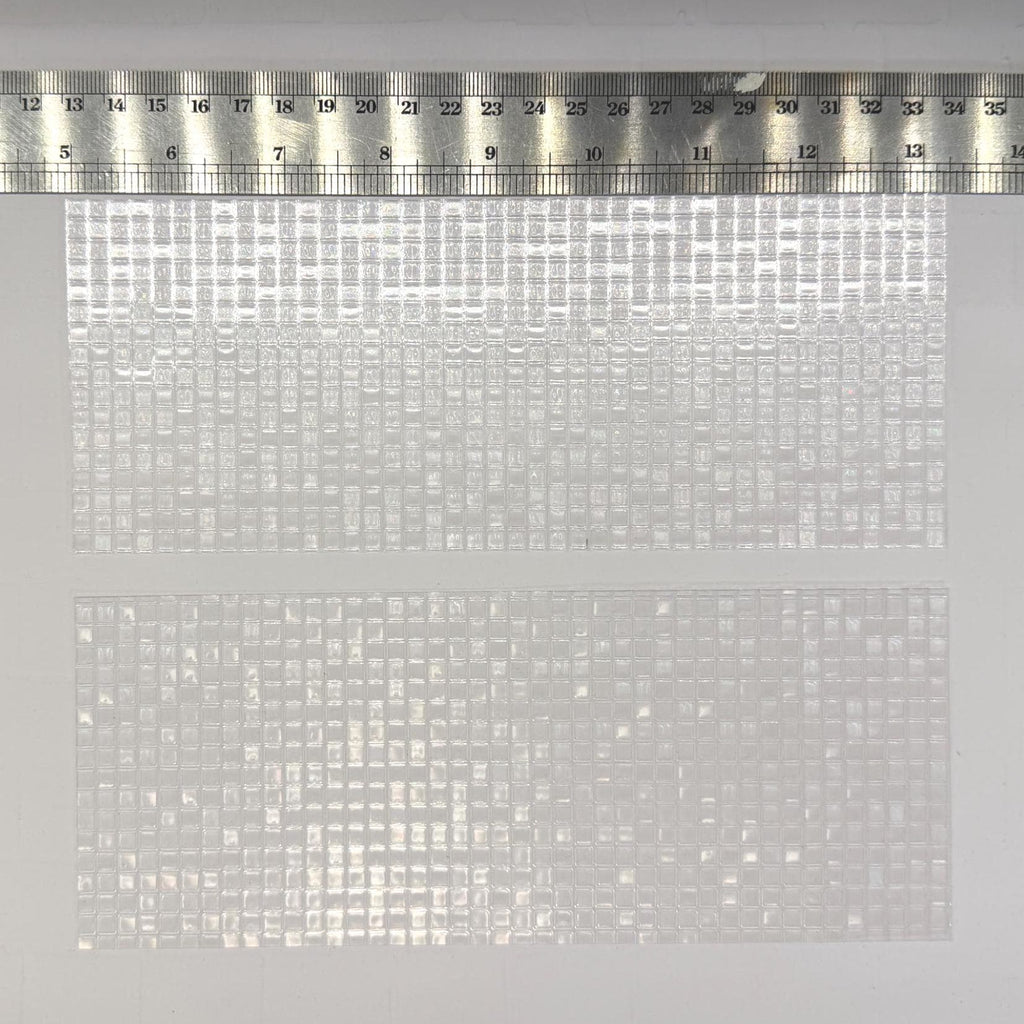 1:12 Scale Miniature Embossed Window Film Set of 2, Clear Textured Glass Block Style, Cut to Size, 8-1/4 inch long, Dollhouse Craft Supply