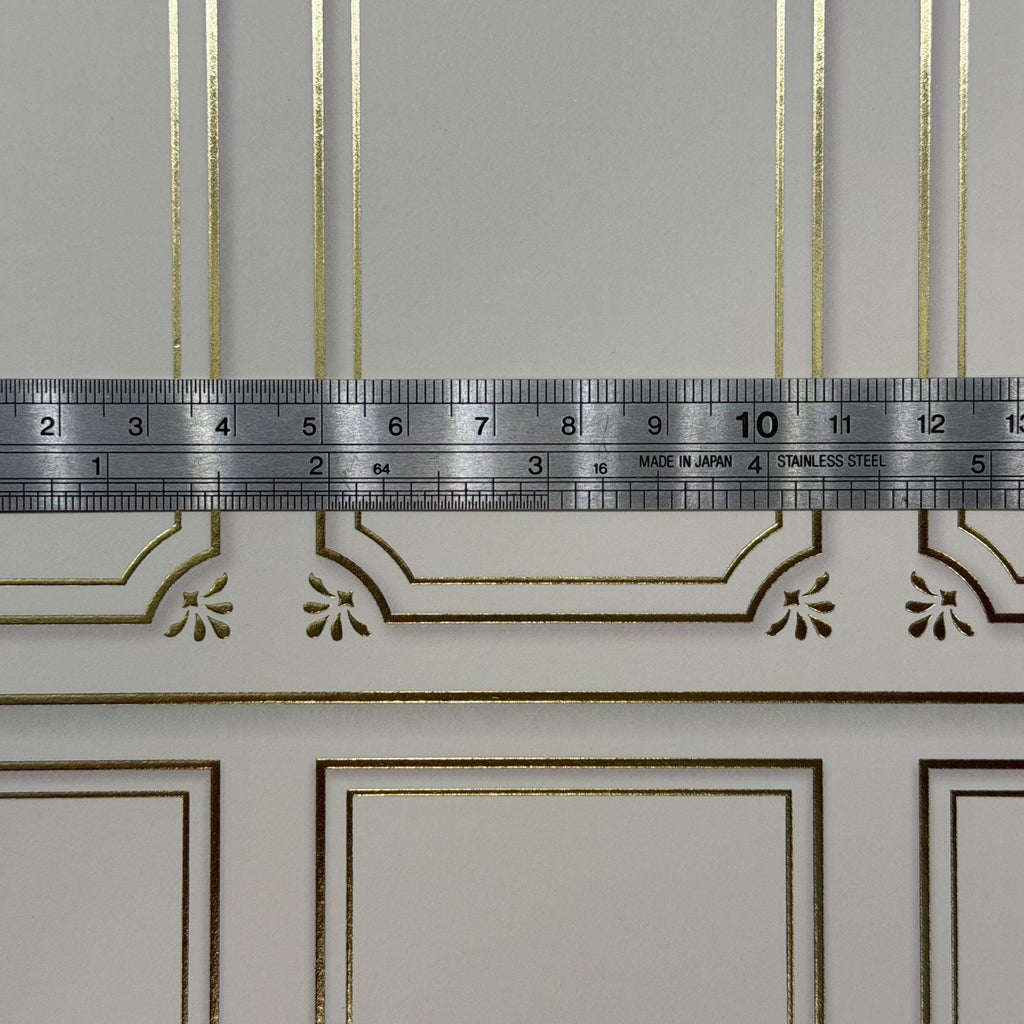 1:12 Scale Miniature Boiserie Wallpaper, Neoclassical Embossed Cardstock, Cut to Size, 8-1/4 inch wide, Not Self-Adhesive (cream)
