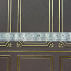 1:12 Scale Embossed Boiserie Wallpaper with Gold Foil Panels, 8-1/4 inch square, DIY Dollhouse Supply (not self-adhesive) (charcoal)