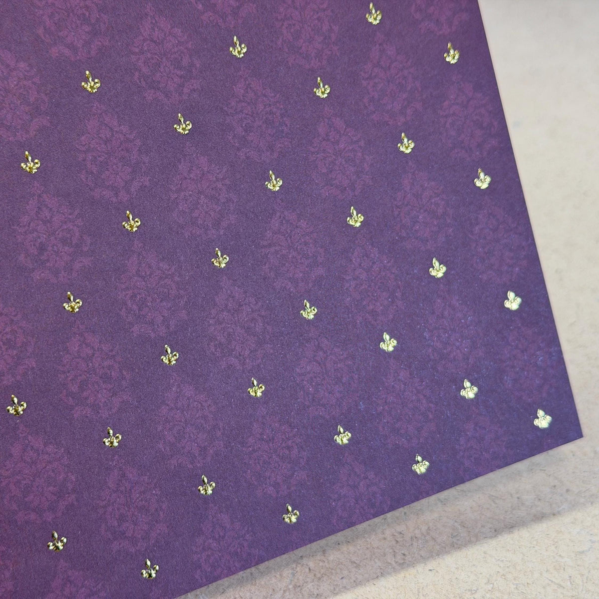1:12 Scale Miniature Wallpaper, Embossed Brocade Damask Cardstock, Cut to Size, 8-1/4 inch wide, Not Self-Adhesive (dark blue)