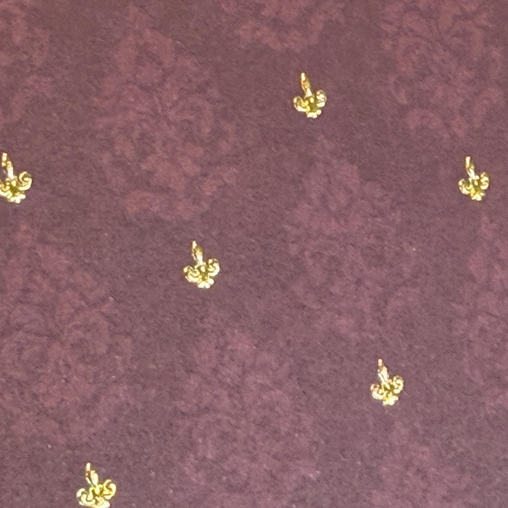 1:12 Scale Embossed Brocade Wallpaper with Fleur de Lis, 8-1/4 inch square, DIY Dollhouse Supply (not self-adhesive) (burgundy)