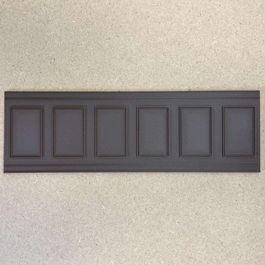 1:12 Scale Miniature Dollhouse Raised Rectangle Wainscot Panel, 9-13/16 inch long (dark brown)