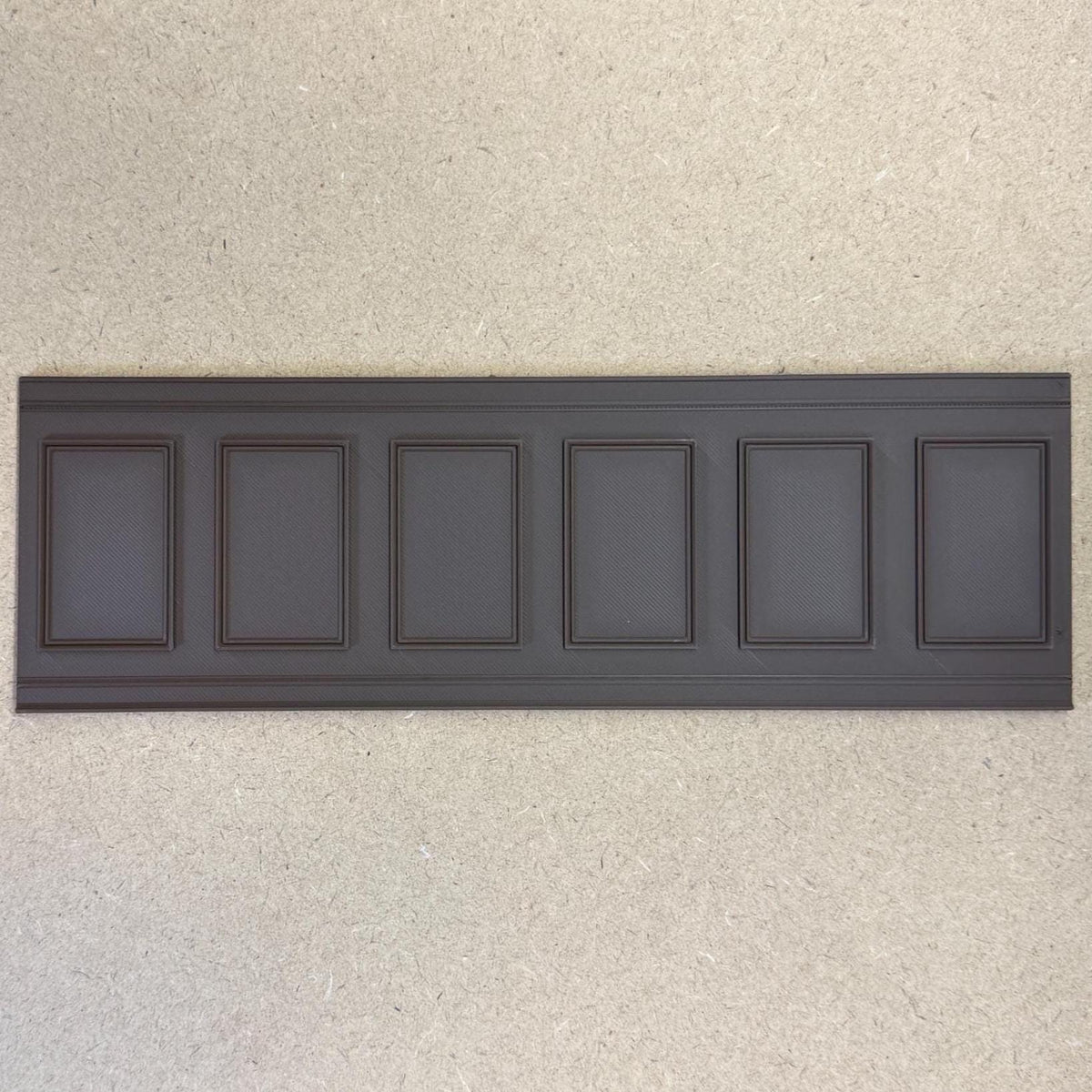 1:12 Scale Miniature Dollhouse Raised Rectangle Wainscot Panel, 9-13/16 inch long (dark brown)